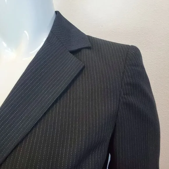 Vintage Y2K Kasper Black Gray Pinstripe Blazer - Picture 7 of 8